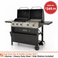 PHI VILLA 5-Burner Propane Gas Grill and Griddle Combo in Black with Cooking Grates and Plate