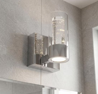 Artika Essence 4.3 in. 1-Light Chrome Modern Dimmable Integrated LED Wall Sconce for Bathroom with Bubble Glass