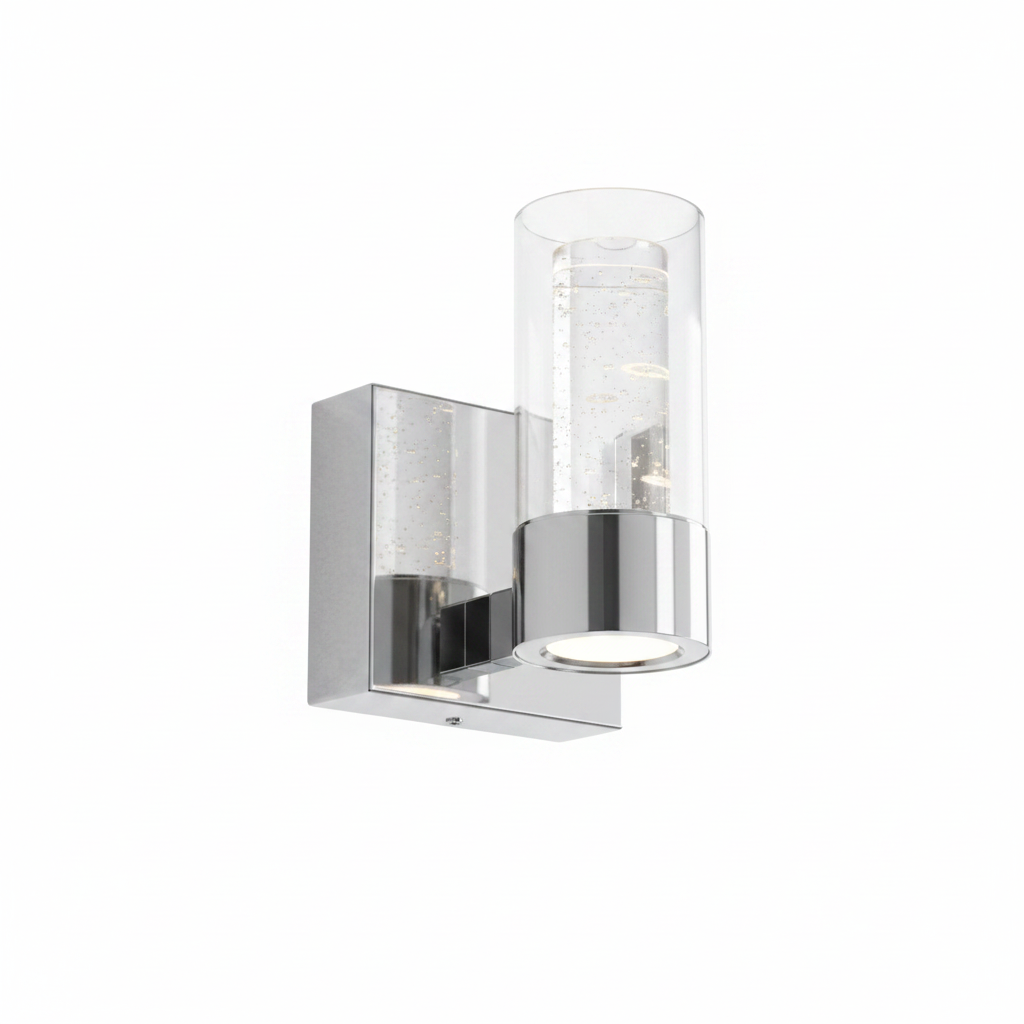 Artika Essence 4.3 in. 1-Light Chrome Modern Dimmable Integrated LED Wall Sconce for Bathroom with Bubble Glass
