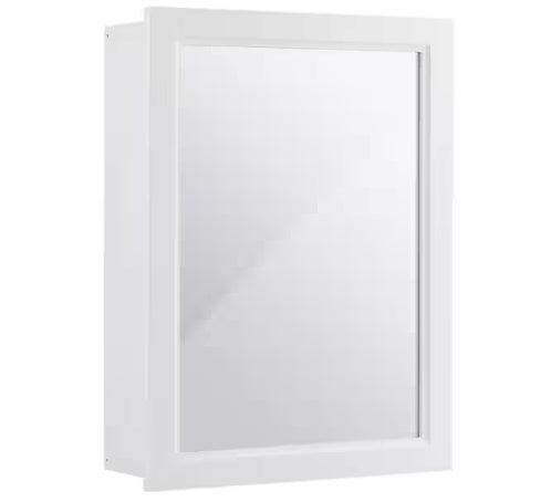 20 in. W x 26 in. H Surface Wall Mounted Adjustable Rectangle Bathroom Medicine Cabinet with Mirror in White