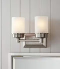 Hampton Bay Cade 11.7 in. 2-Light Brushed Nickel Bathroom Vanity Light Fixture with Frosted Glass Shades