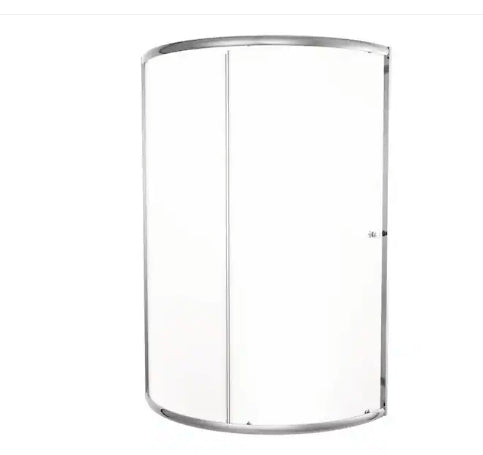 38 in. W x 70 in. H Round Sliding Framed Corner Shower Enclosure in Chrome with Clear Glass