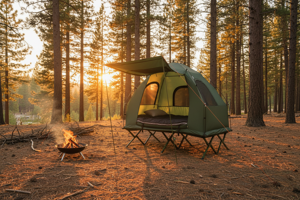 5-in-1 2-Person Foldable Outdoor Camping Tent Cot with Air Mattress and Sleeping Bag