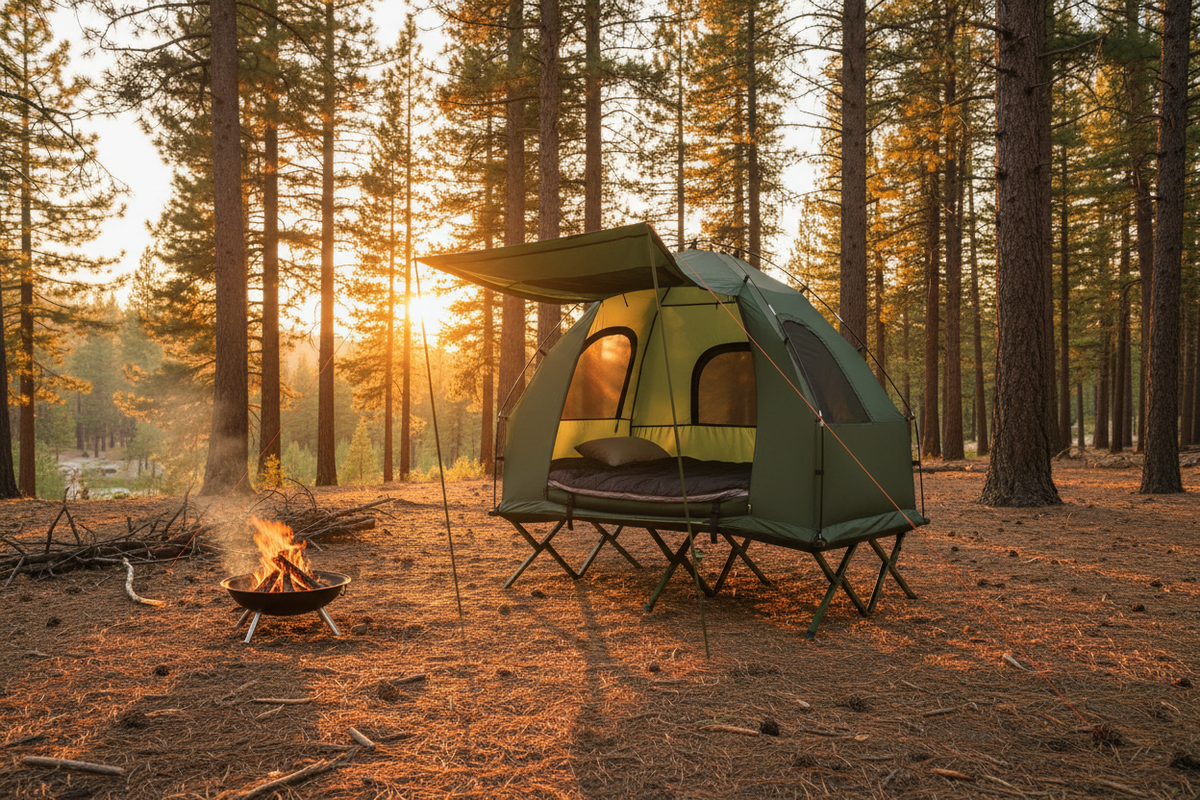 5-in-1 2-Person Foldable Outdoor Camping Tent Cot with Air Mattress and Sleeping Bag