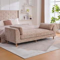 83.1",End Bed Bench, Chaise,Couch,Daybed,with Armrests, 2 Bolster Pillows,Fabric Wooden Legs