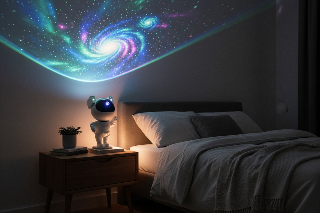 9.25 in. Sound React Multi-Color Integrated T10 1W LED Astronaut Galaxy Night Light