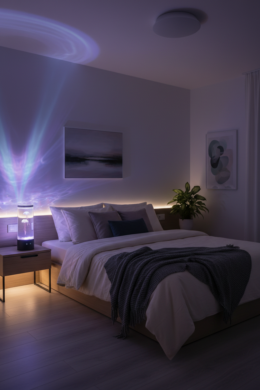 9 in. Black Indoor Jellyfish Table Lamp with RGB