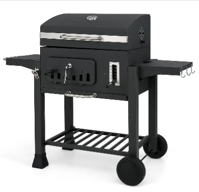 Costway 52 Inch Barrel Backyard Charcoal Grill with Folding Shelves