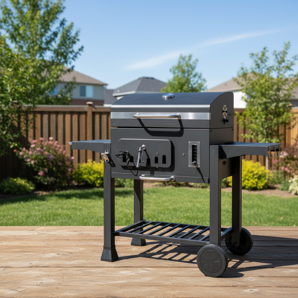 Costway 52 Inch Barrel Backyard Charcoal Grill with Folding Shelves