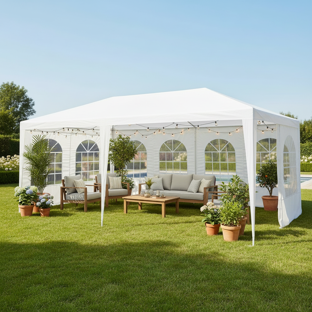 Costway 10'x20' Canopy Tent Heavy Duty Wedding Party Tent 4 Sidewalls W/Carry Bag