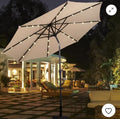Costway 10ft Patio Solar Umbrella LED Patio Market Steel Tilt w/ Crank Outdoor Beige
