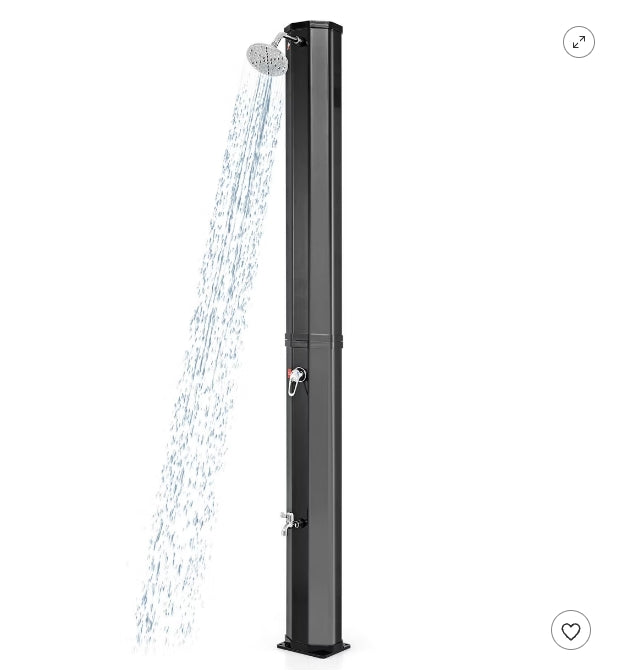 Costway 15.9 Gallon Solar Heated Outdoor Shower with Shower Head and Foot Shower Tap
