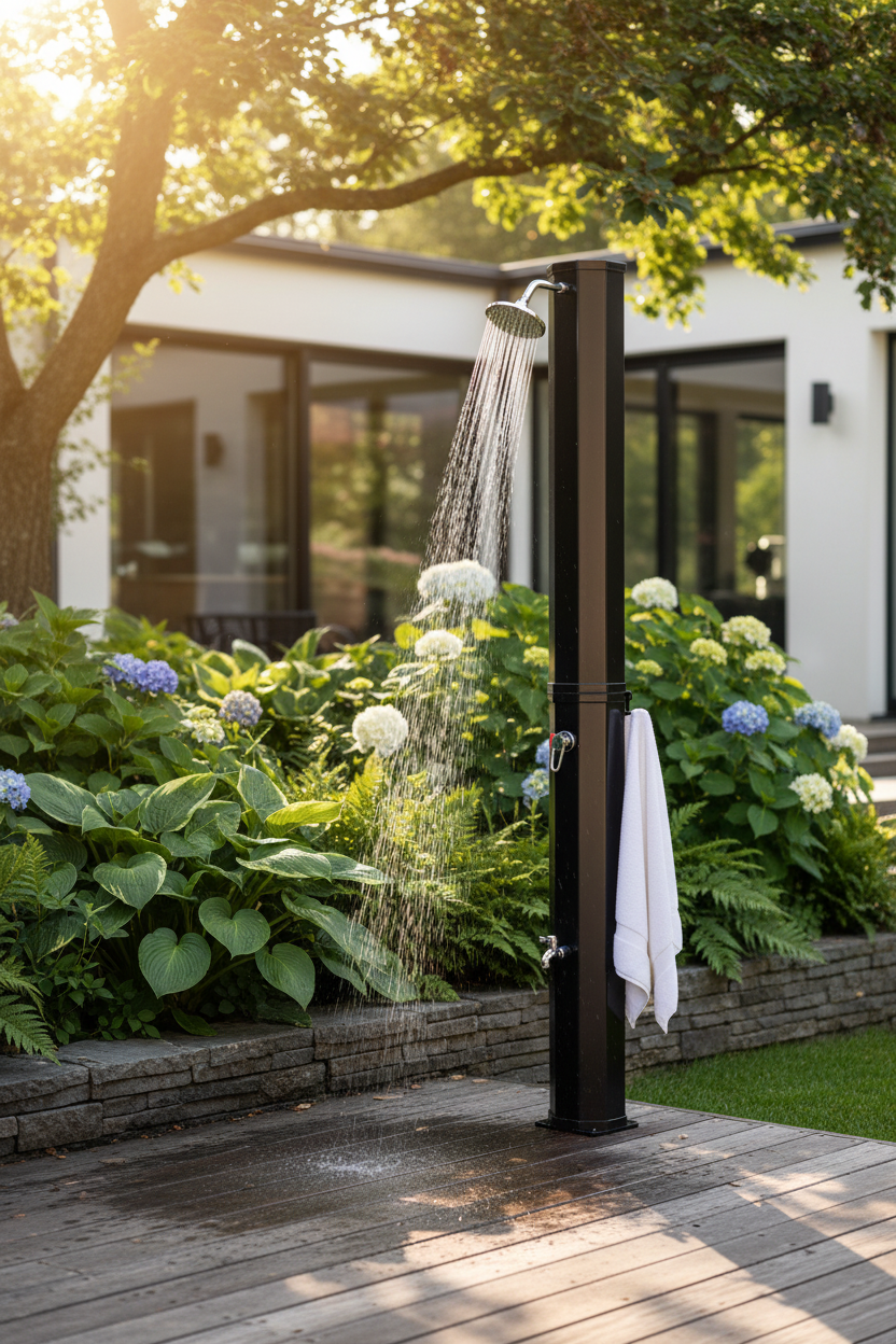 Costway 15.9 Gallon Solar Heated Outdoor Shower with Shower Head and Foot Shower Tap