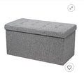 Costway 31.5''Fabric Foldable Storage Ottoman Toy Chest W/Removable Storage Bin Grey