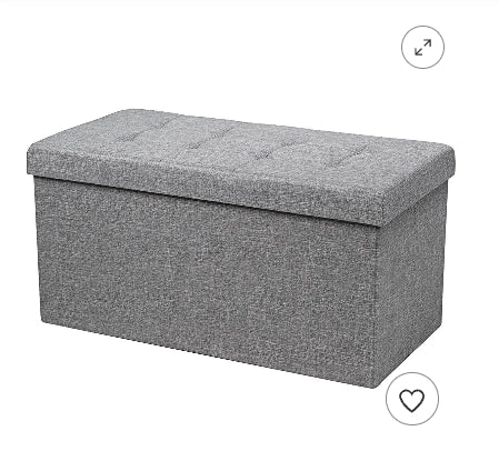 Costway 31.5''Fabric Foldable Storage Ottoman Toy Chest W/Removable Storage Bin Grey