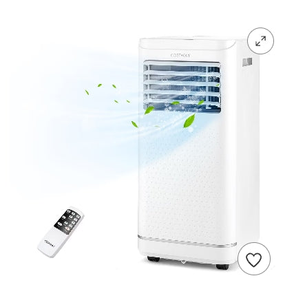 Costway 6000BTU (10000 BTU ASHRAE) Portable Air Conditioner with Dehumidifier & Fan Mode, up to 350 Sq.Ft