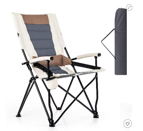 Costway Camping Folding Chair w/ Cup Holder 330 LBS Load Capacity for Picnic Camping
