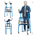Costway Versatile Rolling Walker All Terrain Stand-Assist Walker with 2 Premium Wheels Navy