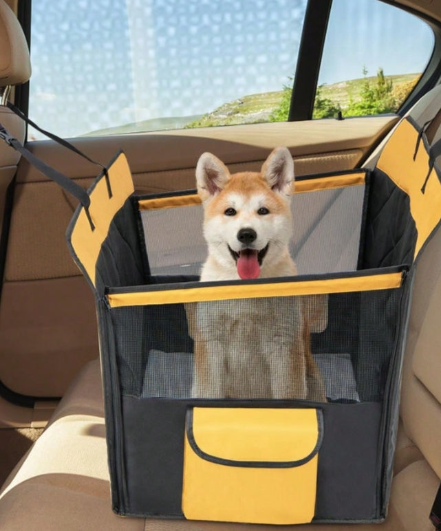 Dog Car Seat Cover With Mesh Window For Small And Medium Dogs-Black-XY477568