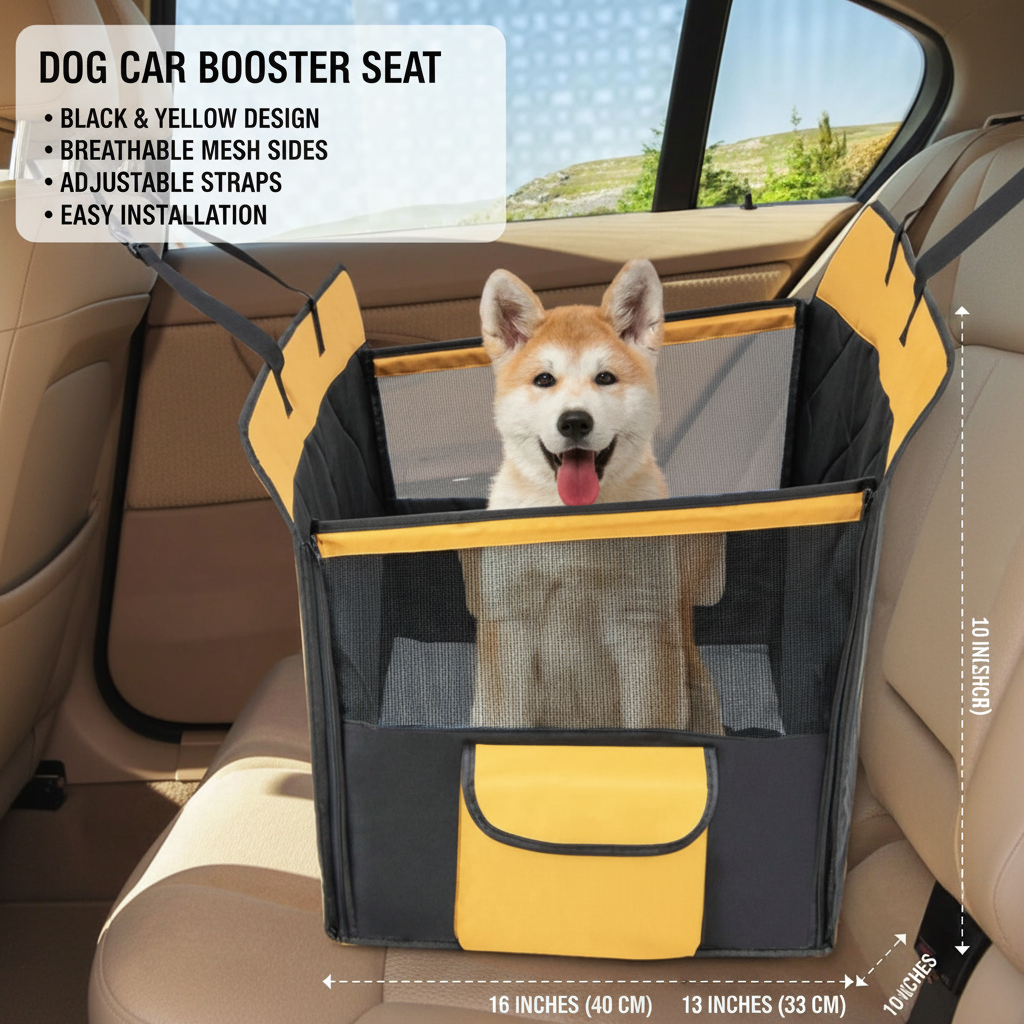 Dog Car Seat Cover With Mesh Window For Small And Medium Dogs-Black-XY477568