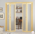 Ark Design 1-Lite Glass Solid Core Unfinished Pine Wood Interior Closet Bi-Fold Door with Hardware 24 X 80