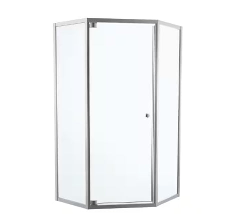 Delta 38 in. W x 74 in. H Neo-Angle Pivot Framed Corner Shower Enclosure in Chrome with Clear Glass