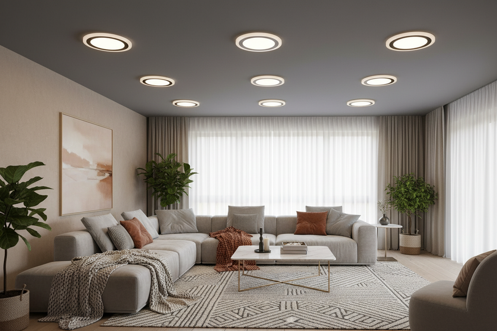 Hampton Bay Clement Round Flat Panel 13 in. Black Indoor Integrated LED Flush Mount with Color Changing and Night Light
