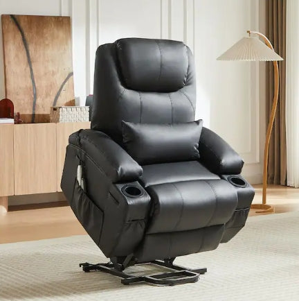 Electric Lift Recliner Massage Chair Vibration with Remote Storage, Living Room Office Furniture, Brown