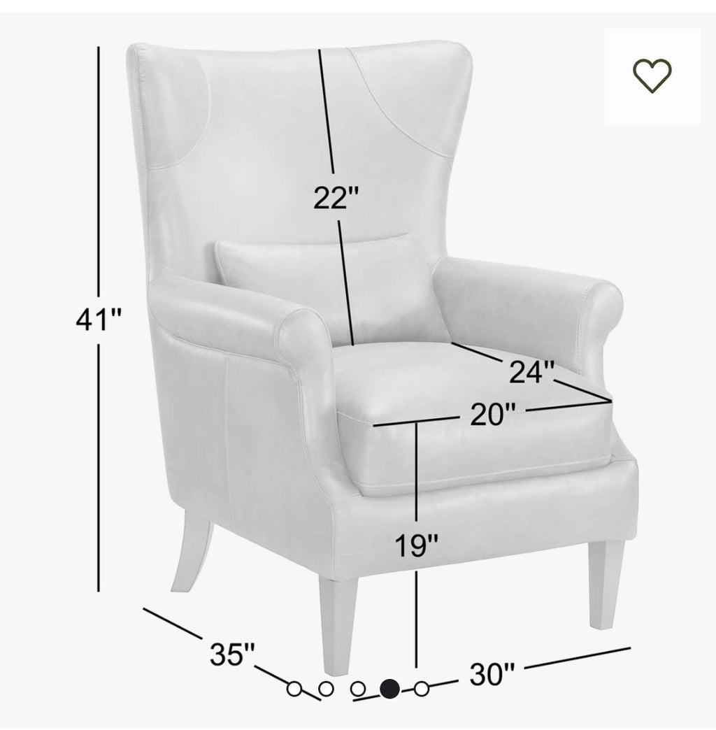 Emerald Genuine Leather Wingback Accent Chair