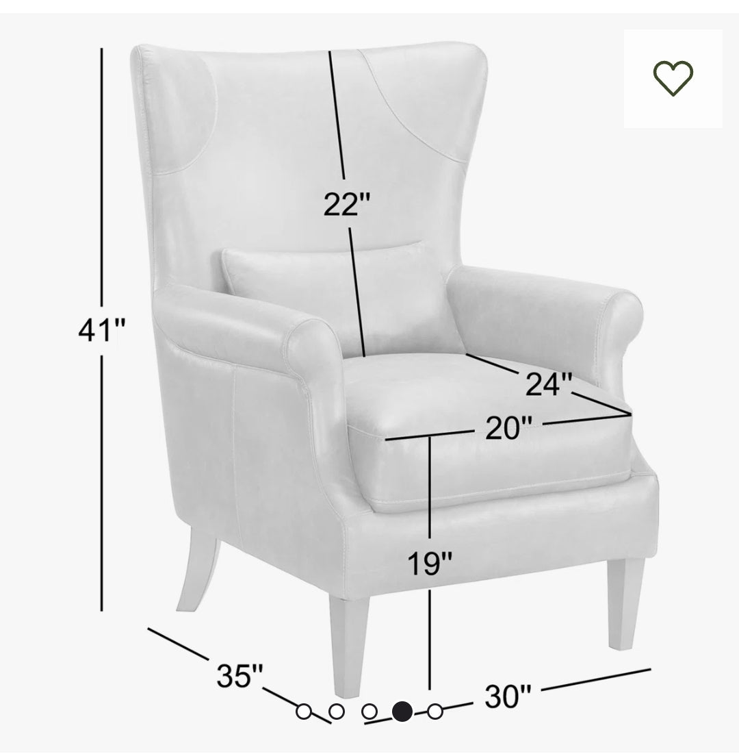 Emerald Genuine Leather Wingback Accent Chair