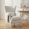 Emerald Genuine Leather Wingback Accent Chair