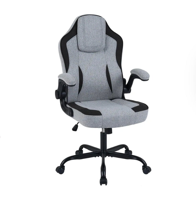 Ergonomic Computer Office Chair with 90° Flip-up Armrests, Gray