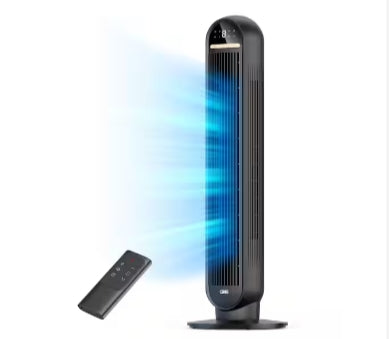 Essential 36 in. 4 fan speeds Tower Fan in Black with Remote, 90° Oscillation and 8-Hour Timer