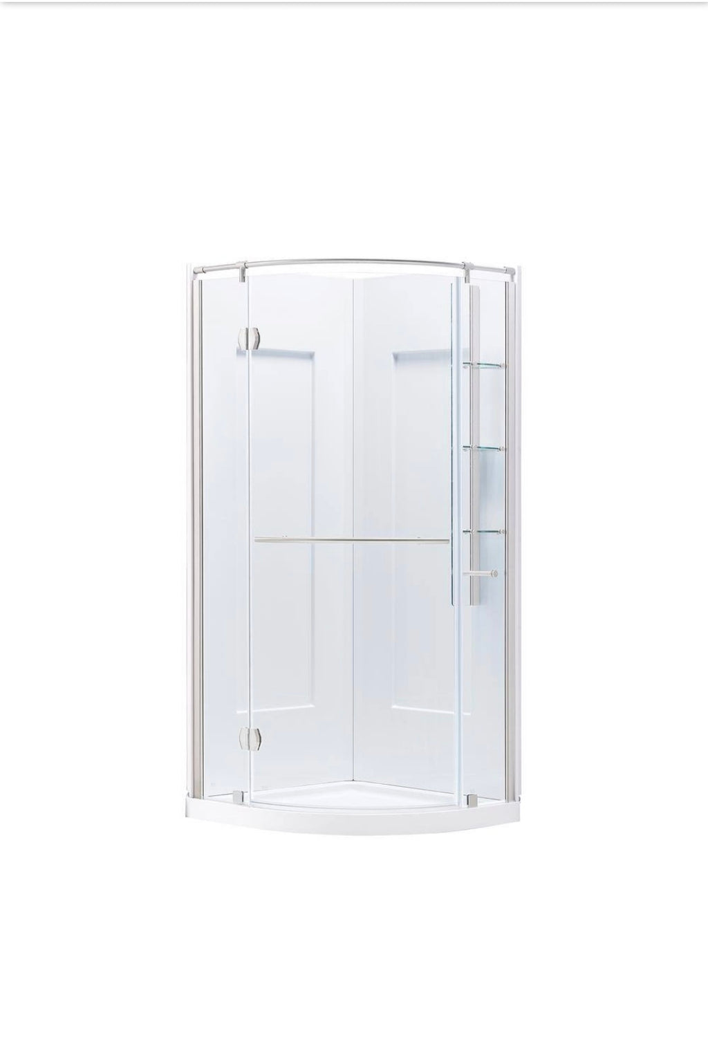 Glacier Bay Glamour Corner Shower Kit (32" x 76.40"), white and satin nickel finish