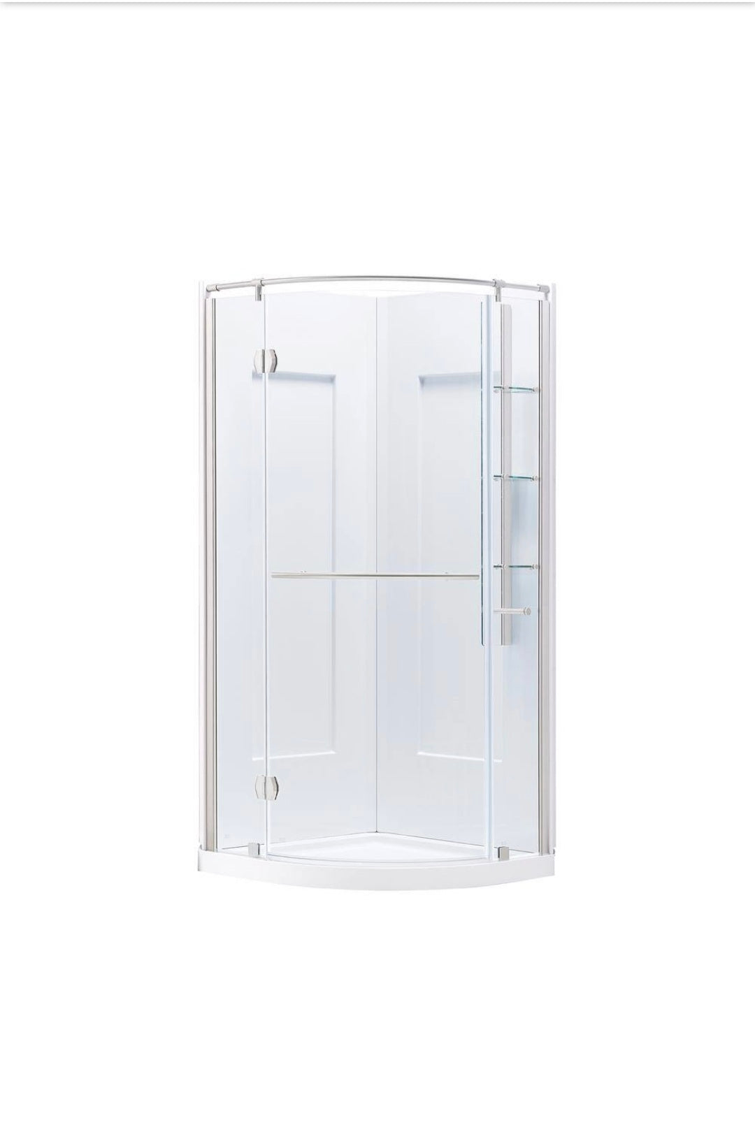 Glacier Bay Glamour Corner Shower Kit (32" x 76.40"), white and satin nickel finish