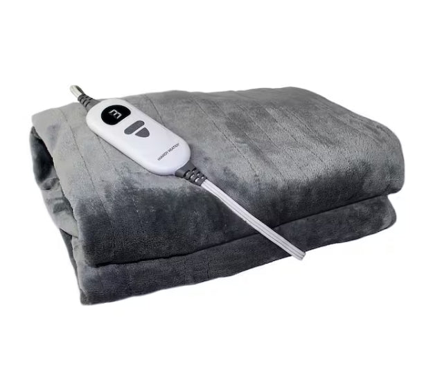 HANDY HEATER 50 in. x 60 in. Heated Throw Blanket with 5 Heat Settings in Grey