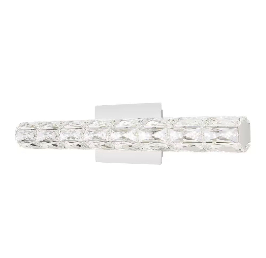 Home Decorators Collection Keighley 24 in. Integrated LED Chrome Bathroom Vanity Light Fixture with Crystal Shade
