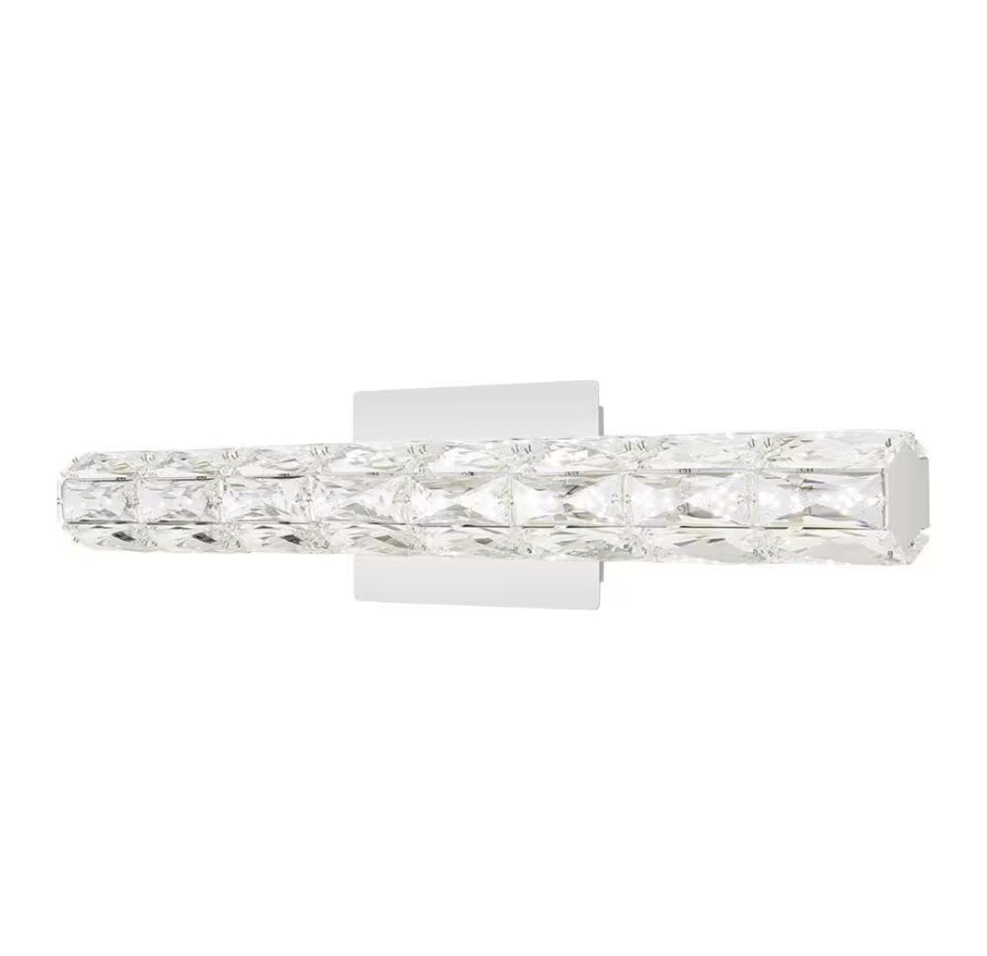 Home Decorators Collection Keighley 24 in. Integrated LED Chrome Bathroom Vanity Light Fixture with Crystal Shade