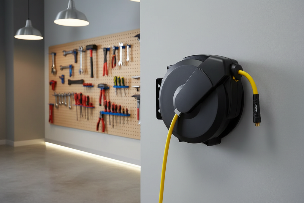 Husky 3/8 in. x 50 ft. Enclosed Hybrid Air Hose Reel