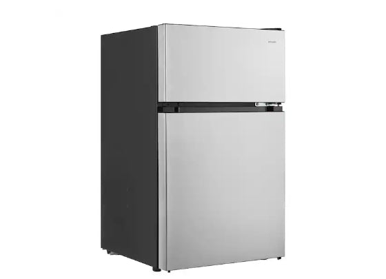 Vissani 3.1 cu. ft. 2-Door Mini Refrigerator in Stainless Steel with Freezer, ENERGY STAR