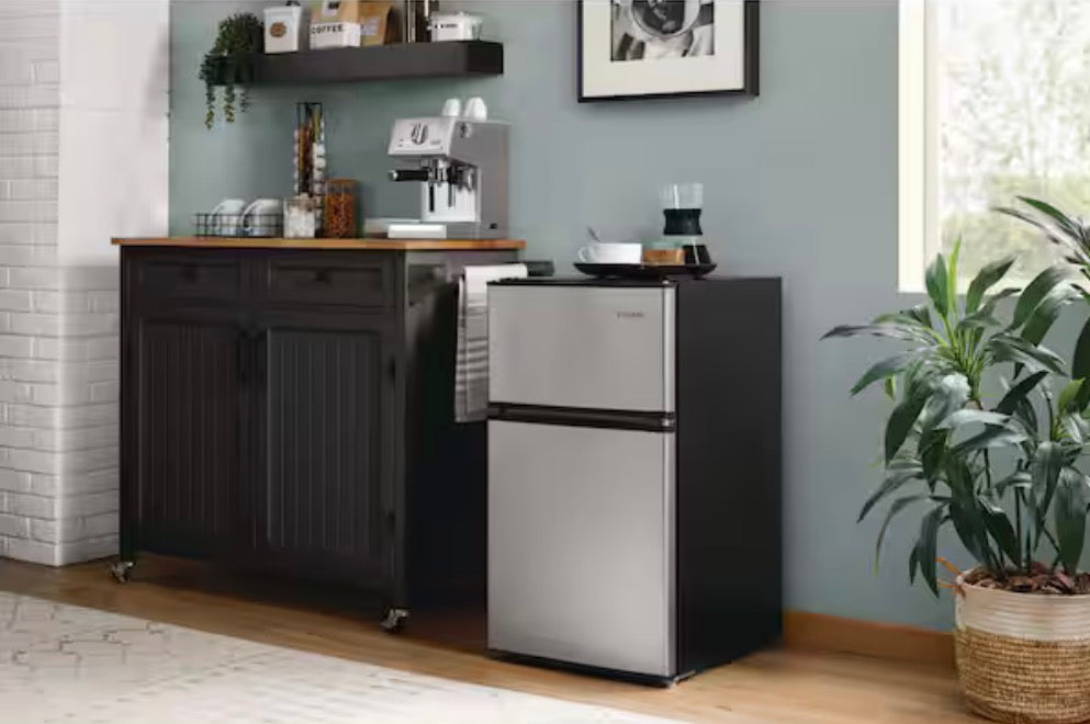 Vissani 3.1 cu. ft. 2-Door Mini Refrigerator in Stainless Steel with Freezer, ENERGY STAR