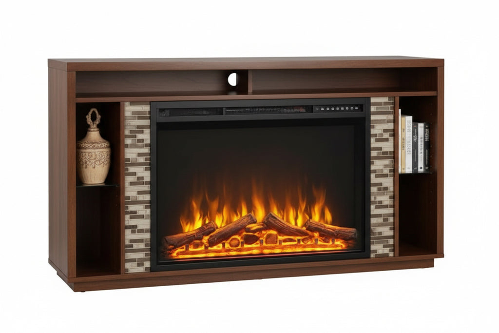 Clihome 37 in. 750/1500-Watt Recessed and Freestanding Electric Fireplace Insert with 5 Level Adjustable Flames & Remote Control