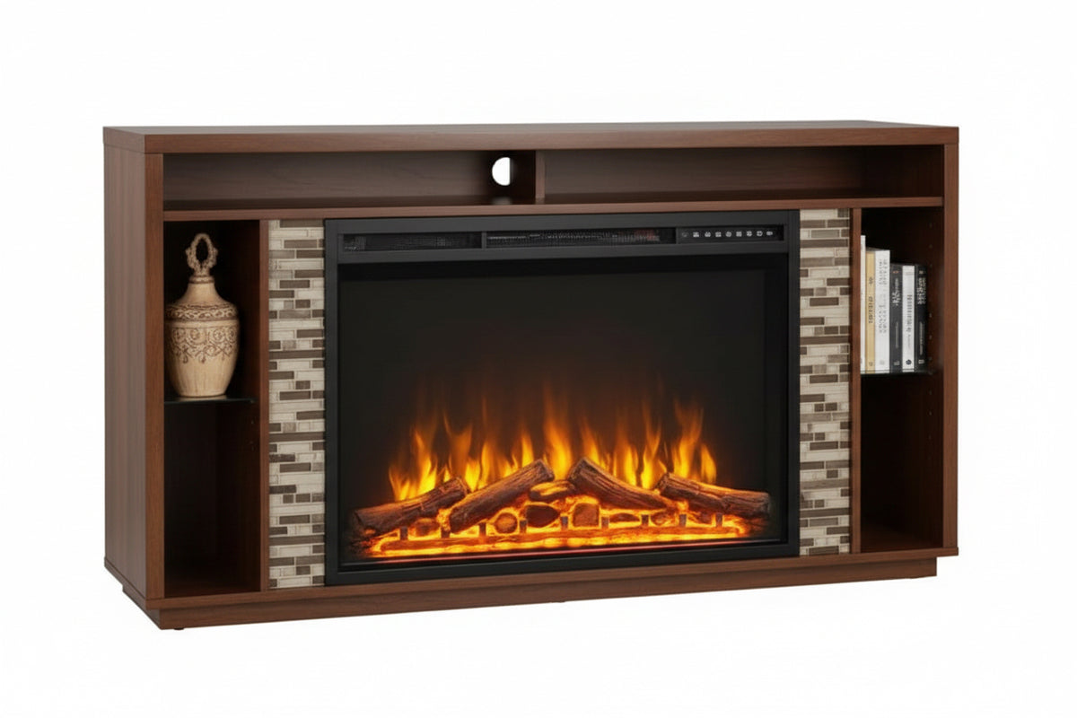 Clihome 37 in. 750/1500-Watt Recessed and Freestanding Electric Fireplace Insert with 5 Level Adjustable Flames & Remote Control