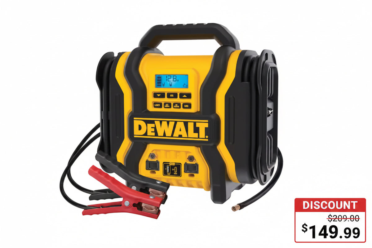 2000-Peak Amp Portable Jump Starter with Digital Compressor, USB and AC Power Bank