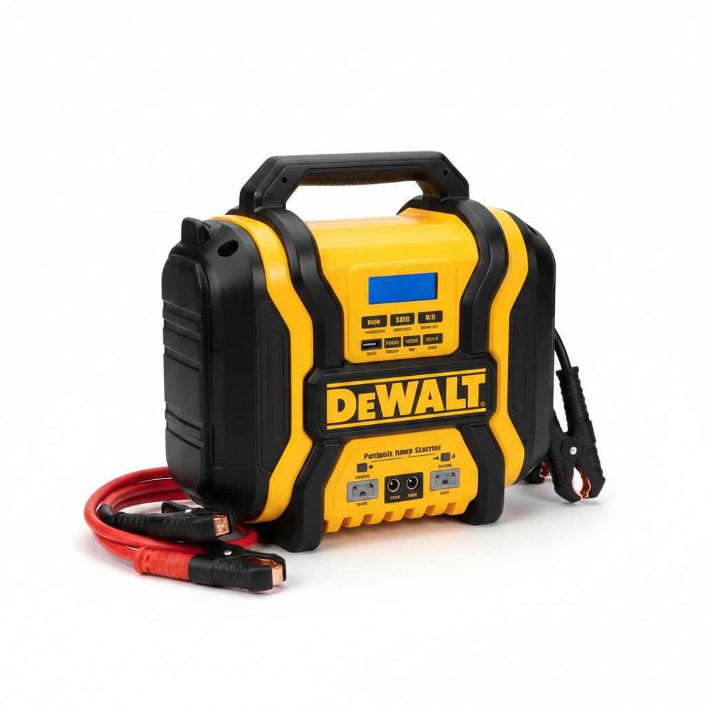 2000-Peak Amp Portable Jump Starter with Digital Compressor, USB and AC Power Bank