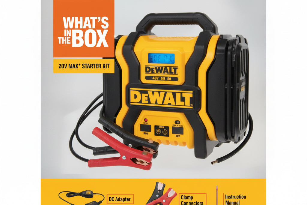 2000-Peak Amp Portable Jump Starter with Digital Compressor, USB and AC Power Bank