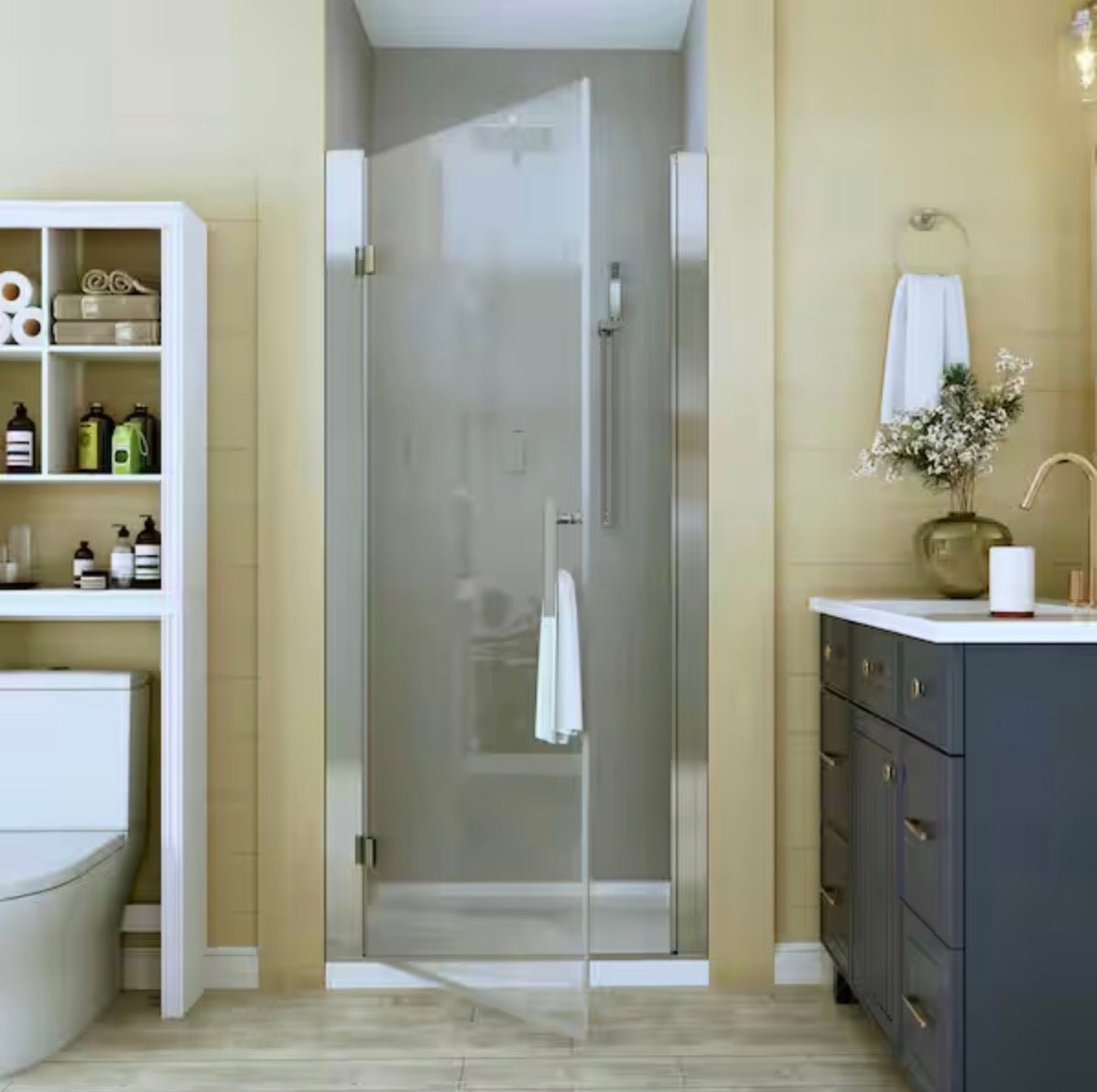 32 to 33-1/4 in. W x 72 in. H Pivot Swing Frameless Shower Door in Chrome with Clear Glass
