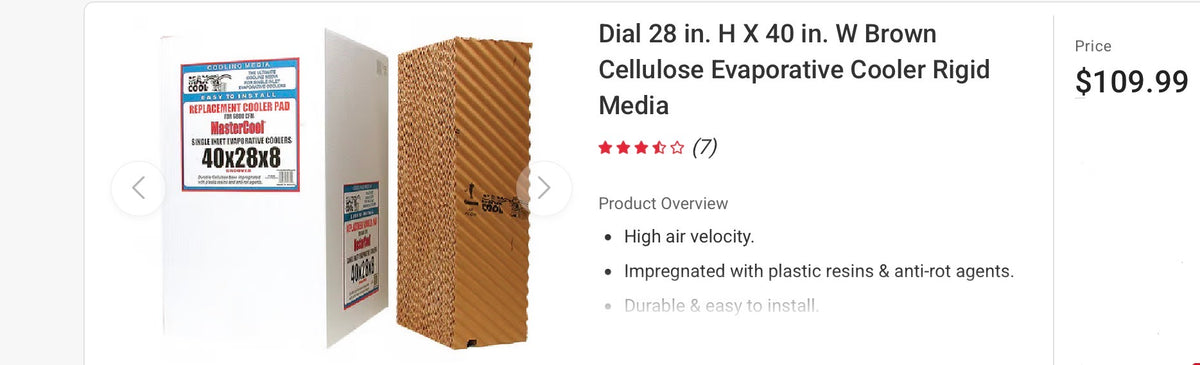 DIAL MAX COOL 40 in. W x 28 in. H x 8 in. D Replacement Evaporative Cooler Rigid Media