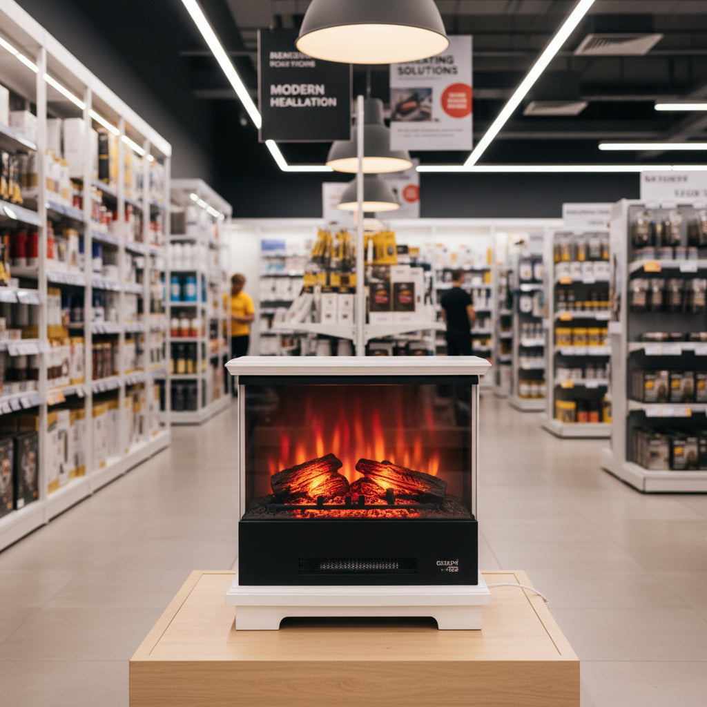 Clihome 27 in. Freestanding Electric Fireplace Heater in White with Thermostat and Overheat Protection