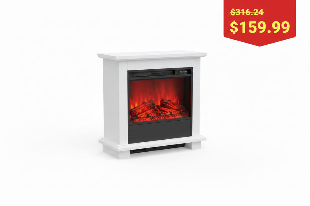 Clihome 27 in. Freestanding Electric Fireplace Heater in White with Thermostat and Overheat Protection